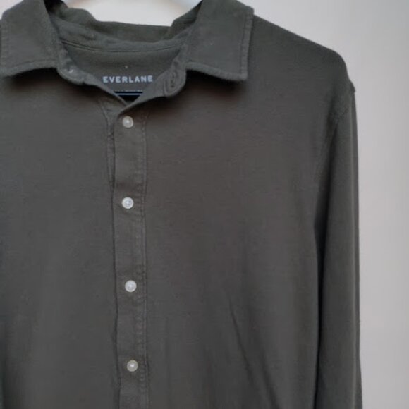 EVERLANE Mens Green Organic Cotton Long Sleeve Pique Button Down Casual Shirt S - Picture 6 of 14